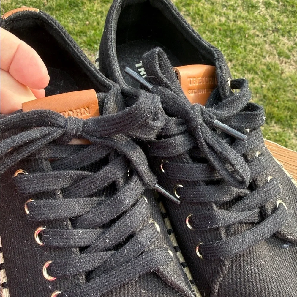 Tretorn Eve Platform Espadrille Lace Up Shoes Black 7.5